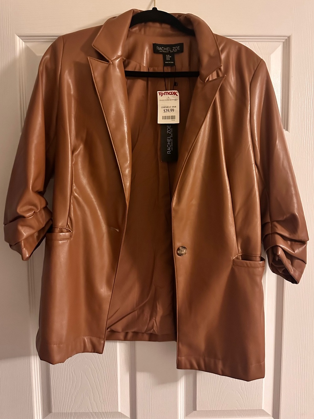 Rachel Zoe Faux Leather Blazer Size Medium Brown NWT